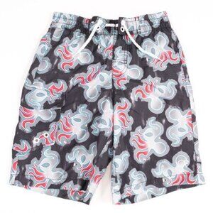 Op Boys Swim Shorts Black & Red With Abstract Print Size S
